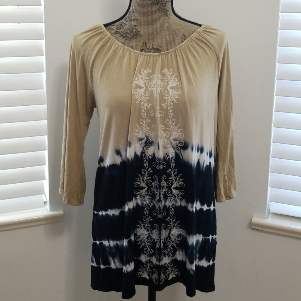 Tie dyed loose scoop neck top